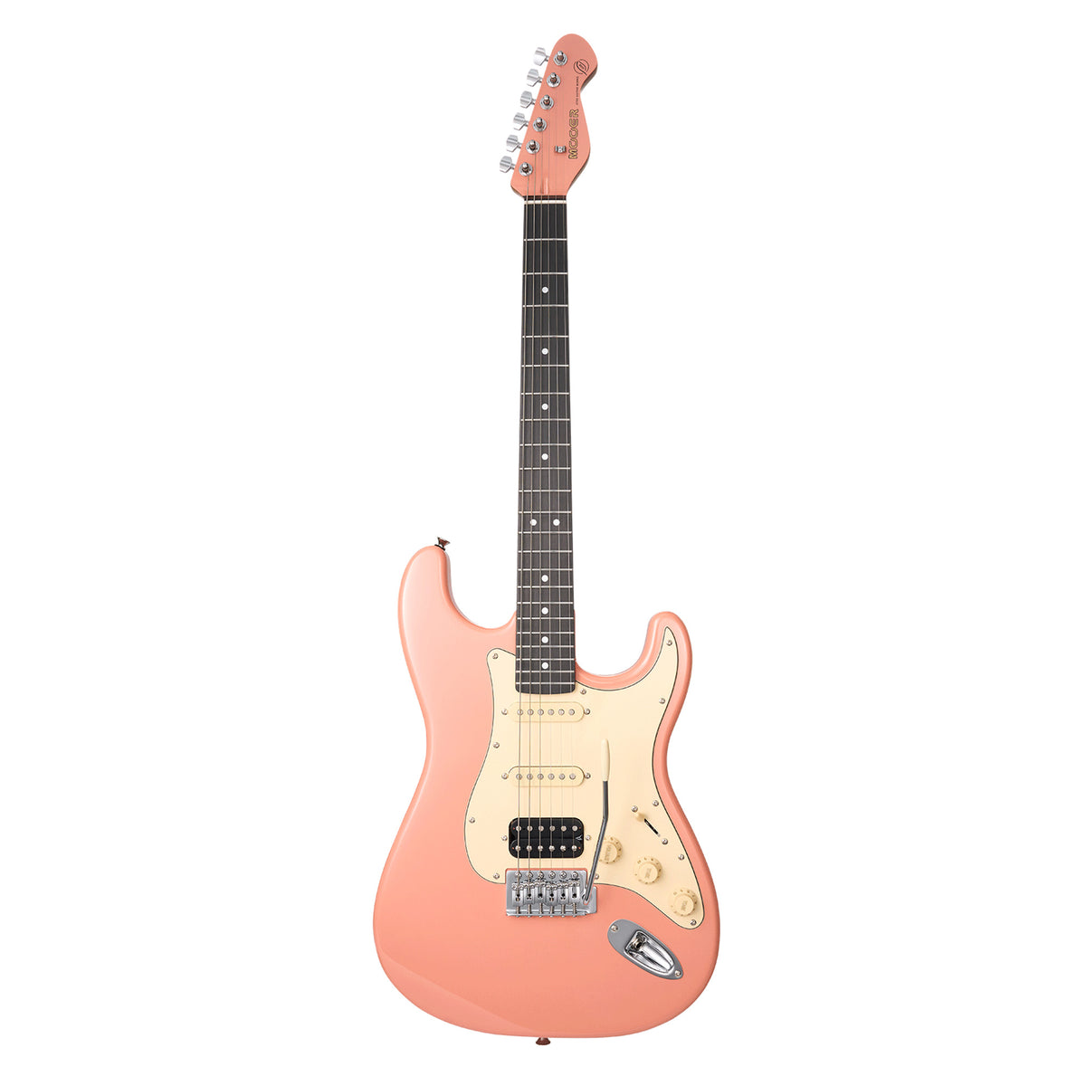 MOOER MSC10 ELITE, corps peuplier, manche érable torréfié satiné, touche ébène tech, rose, avec housse