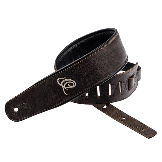 OSCL-6, courroie guitare, série Classic, face cuir, dos PVC (vegan), largeur 7 cm, longueur 145 cm, vintage bronze