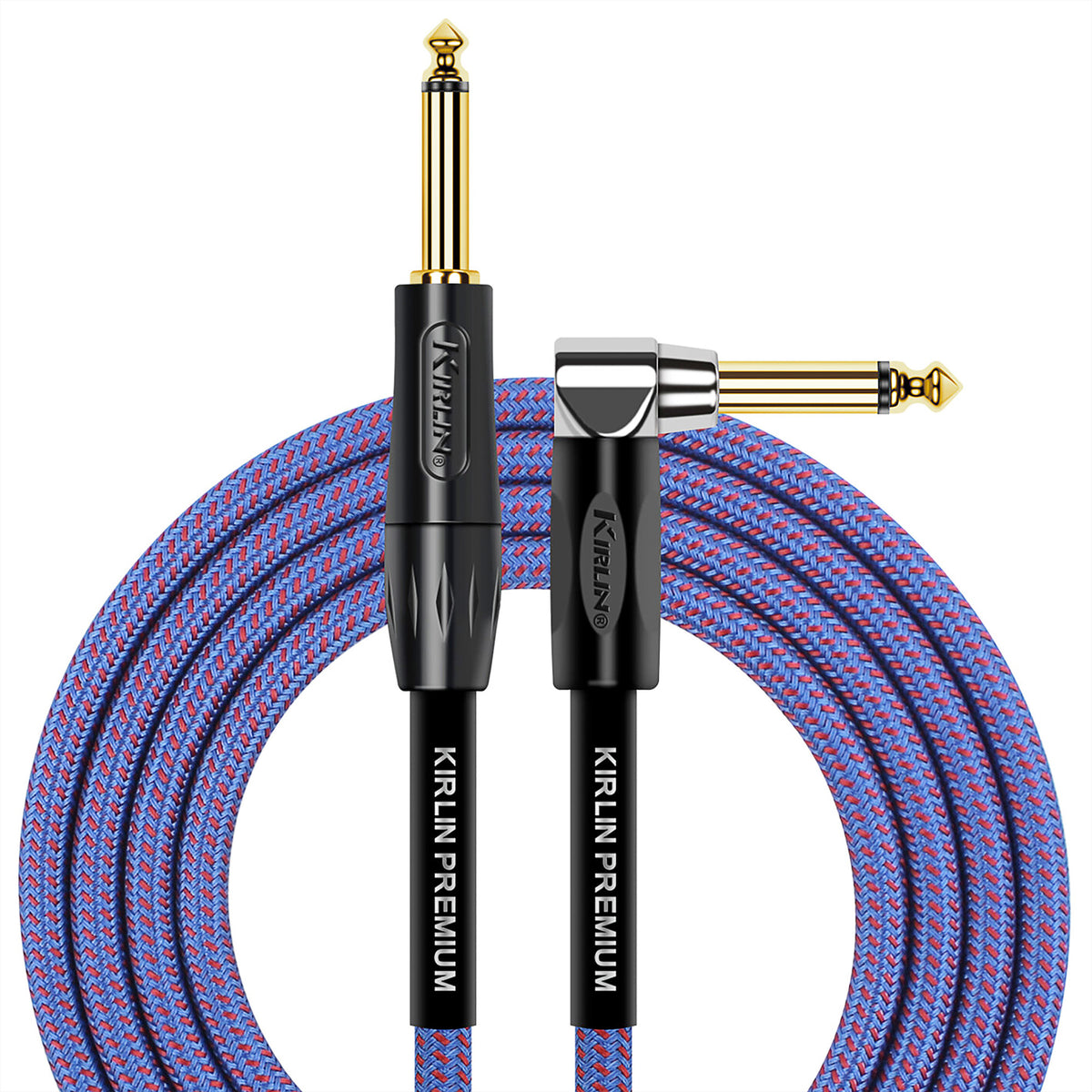 Câble instrument PREMIUM PLUS Jack/Jack coudé, 3 mètres, bleu royal