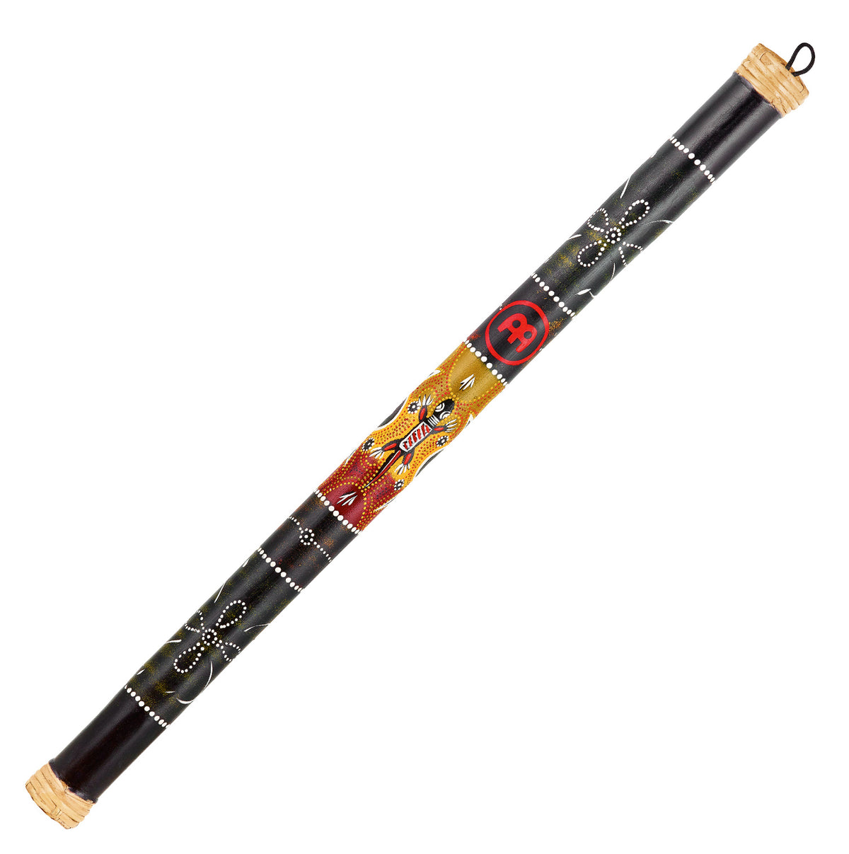 Bâton de pluie, 100 cm, bambou naturel, noir avec motifs