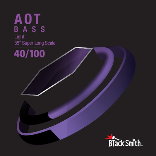 Jeu de cordes pour basse électrique 4 cordes (40-65-80-100), diapason 35", nickel filé rond, revêtement Nano Carbon AOT