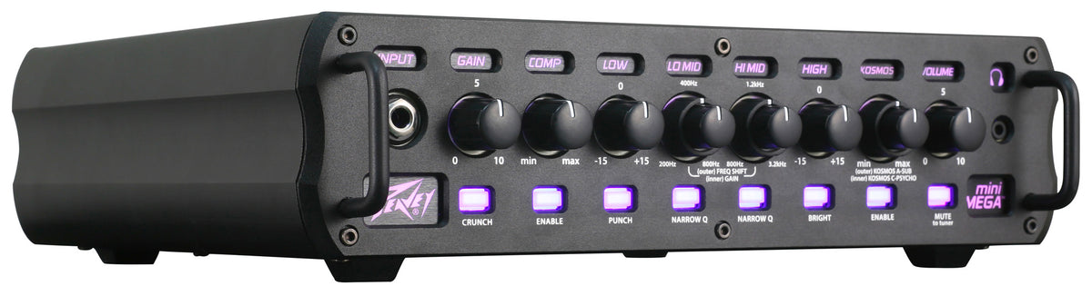 Tête amplifiée basse 1000W, EQ 4 bandes, contrôle de Gain avec fonction"Crunch", Compresseur intégré, sortie DI, finition noir