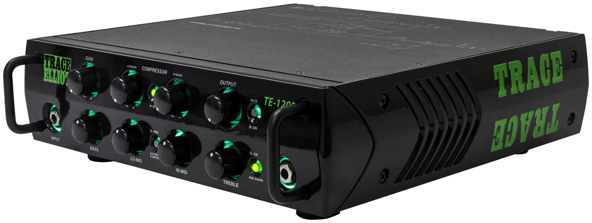Tête amplifiée pour basse 1200W RMS, EQ 4 bandes, compresseur 2 bandes, 2 sorties jack, sortie DI, sortie casque, finition noir