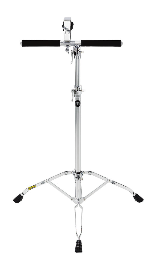 Support bongos pro, barre de soutien, trépied double embase, inclinaison/hauteur ajustables (80 à 134cm), bague mémoire, chromé