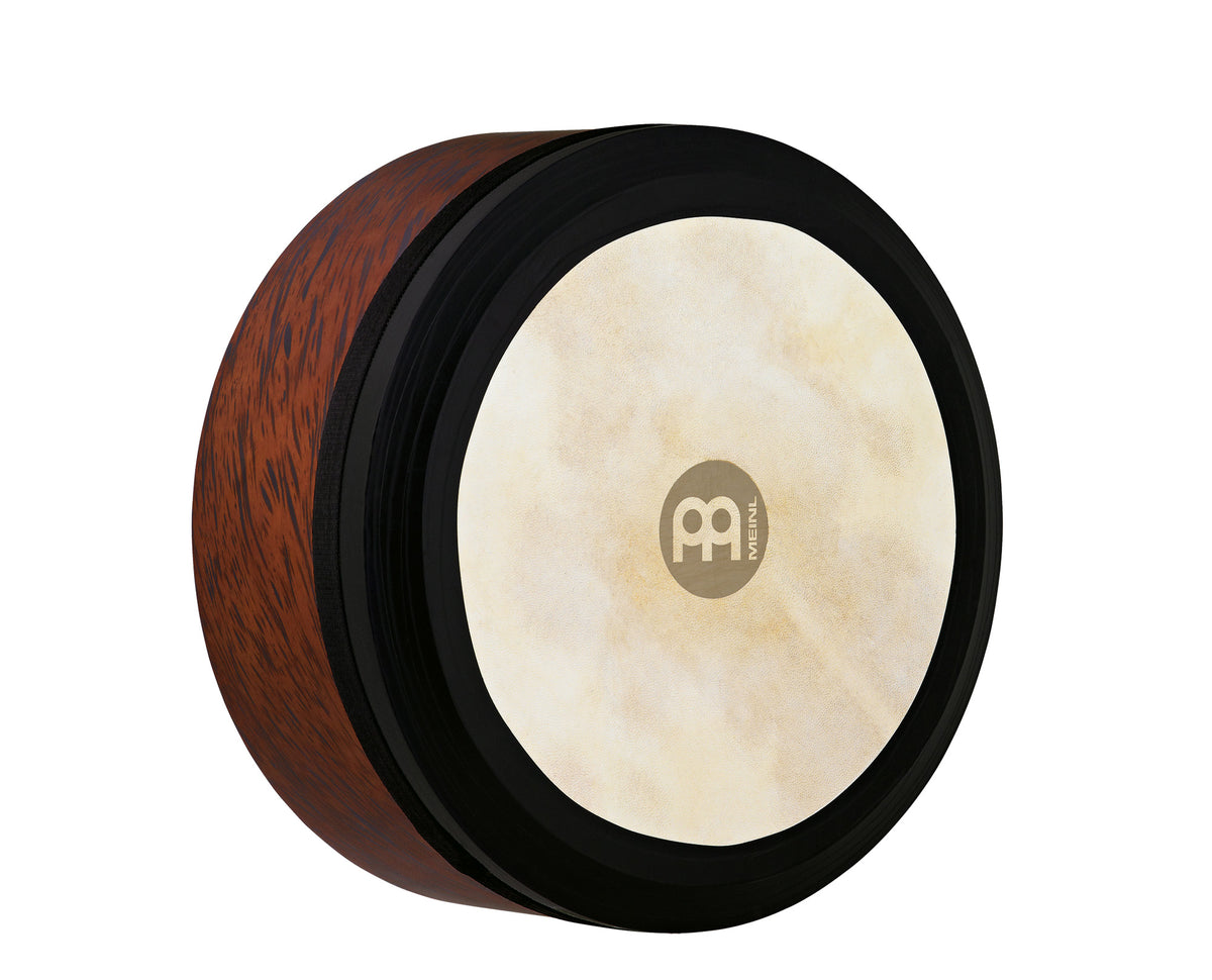 Bodhrán irlandais 14"x6", corps en hévéa, peau de chèvre, sans croix, couche humidifiante sur le rebord, sans tipper, Brown Burl