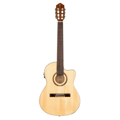 RCE138-T4, Slim Neck Thinline, pan coupé, EQ MagusPro, table épicéa massif, sillet 48 mm, housse, naturel brillant