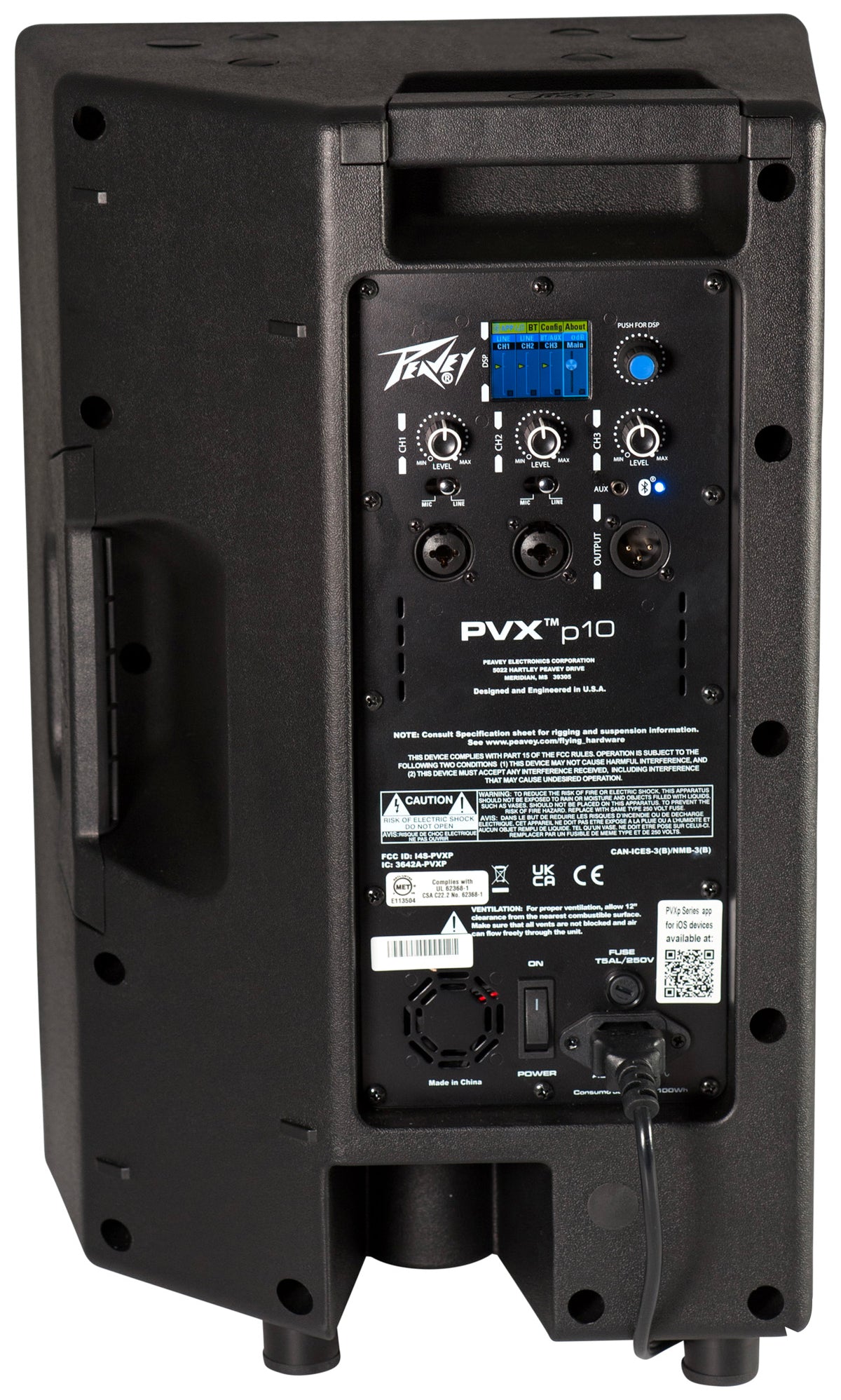 Enceinte bi-amplifiée 520W, 2 voies, 1x Woofer 10", fonction Bluetooth, traitement DSP, entrées XLR/Jack, noir