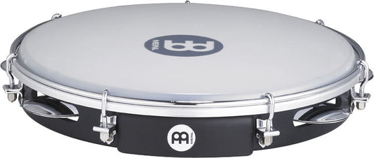 Pandeiro 10", fût ABS, peau synthétique remplaçable, accastillage chromé, 1 rangée de cymbalettes, noir