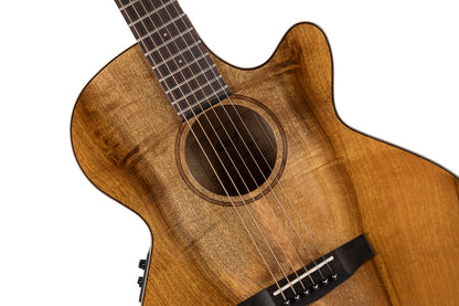 SFX-MY, myrtlewood massif torrefié, fond & éclisses myrtlewood, touche ovangkol, EQ Fishman Presys II, naturel brillant