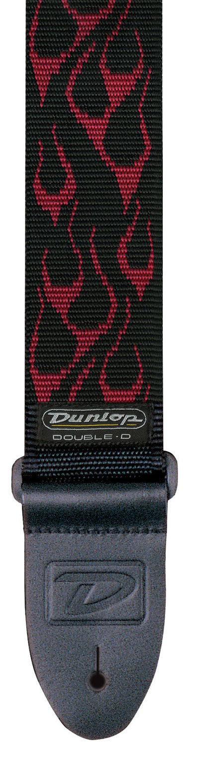 Courroie nylon modèle FLAMME, largeur 5 cm, noir et rouge