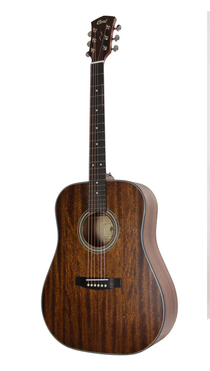 PURE-D Mahogany, forme Dreadnought, table acajou massif, f/e acajou massif, housse, naturel satiné
