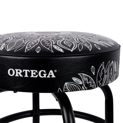 OBS30-WHKC, tabouret ORTEGA, assise 76 cm, design"kaléidoscope", assise rembourrée ép. 10 cm rotative, repose pied, blanc