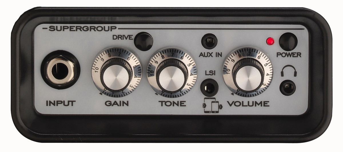 Ampli guitare 3W, look Supergroup, HP 3", 2 canaux, connectique LSI, noir