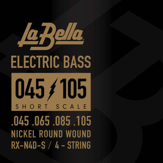 Jeu pour basse électrique Short Scale RX NICKEL, plaqué nickel, filé rond, 4 cordes (45-65-85-105)