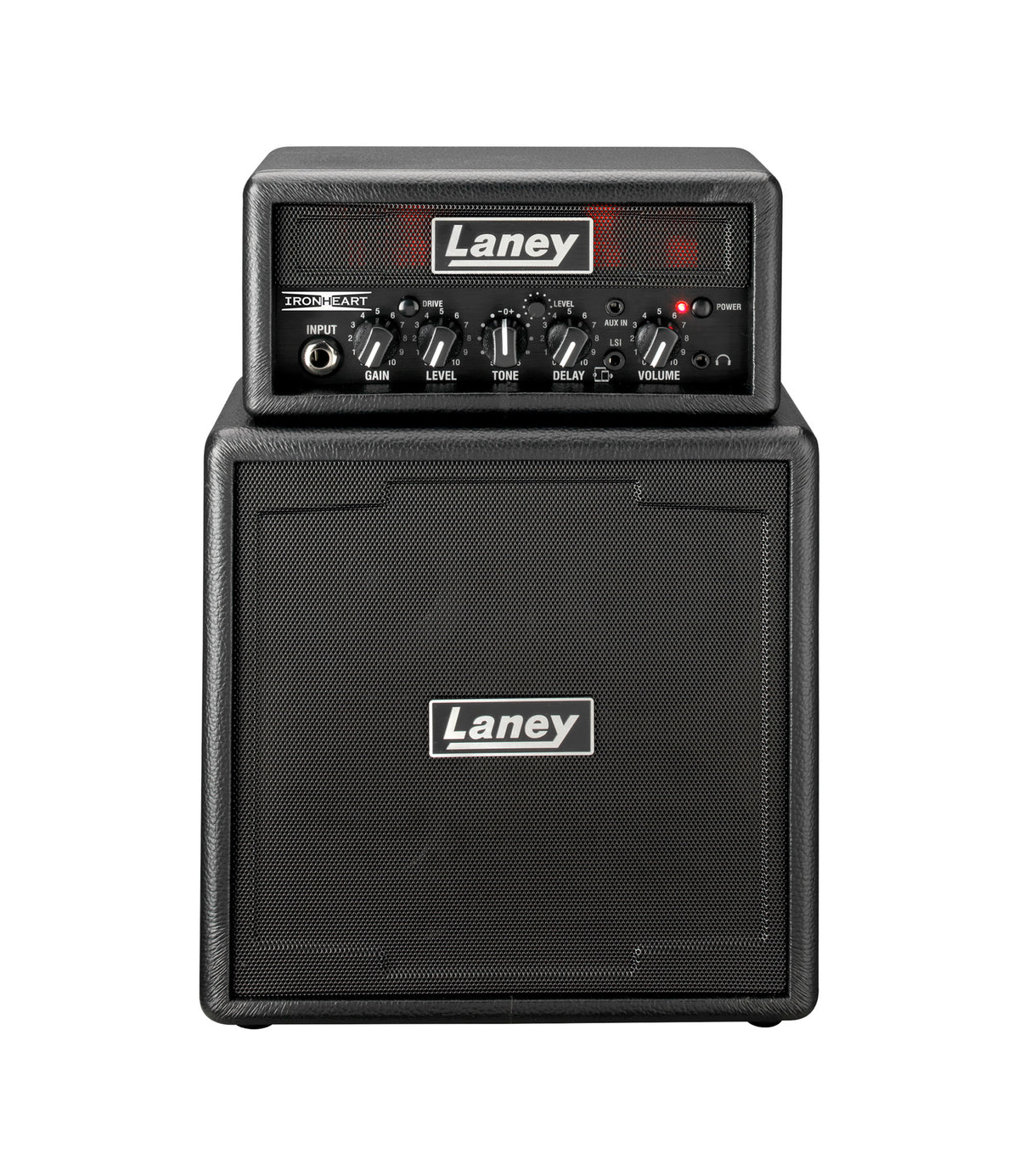 Ampli guitare MINISTACK-IRON stéréo 2x 3W, look Ironheart, 4 x HP 3", 2 canaux, connectique LSI, noir