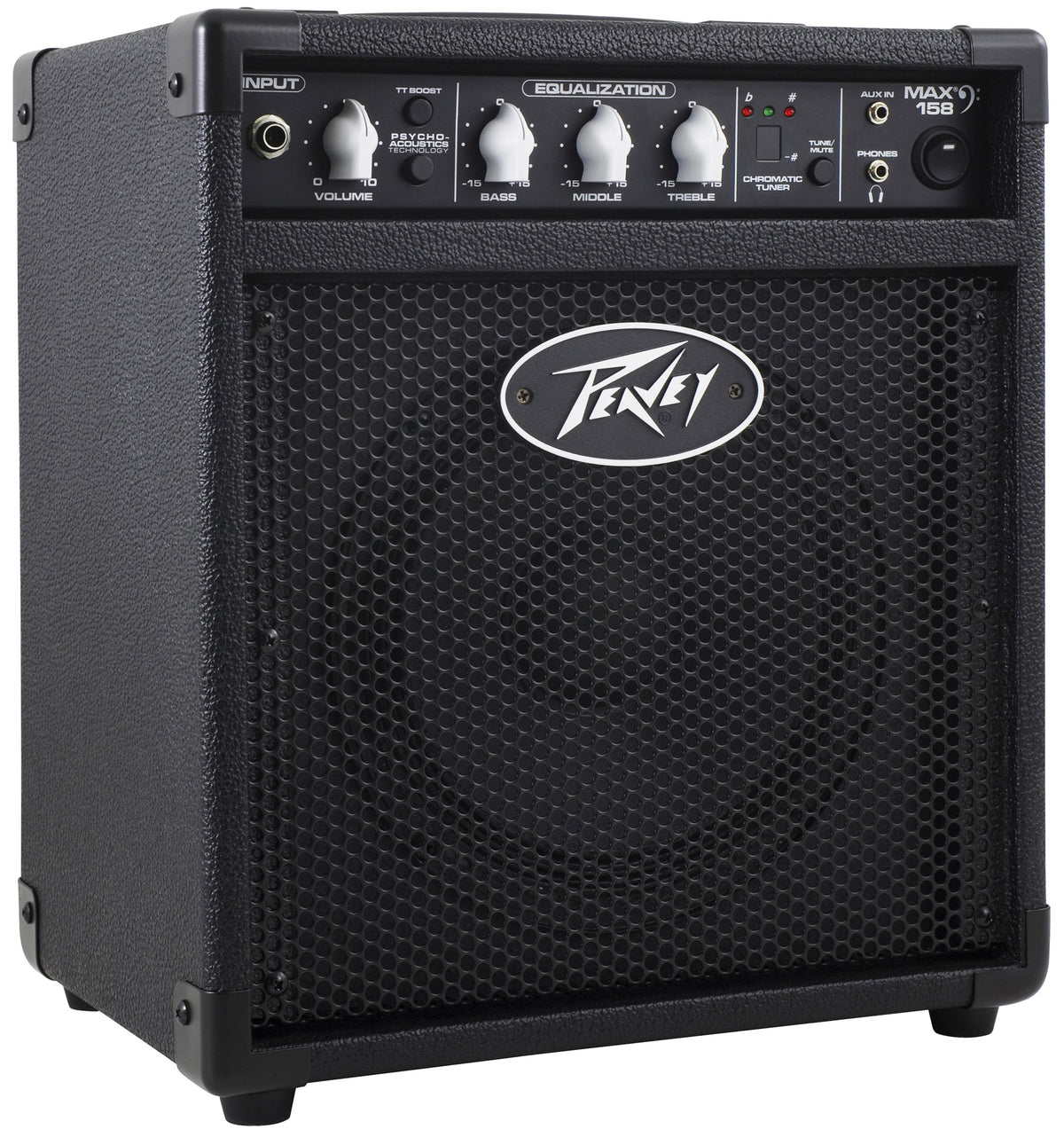Ampli basse électrique 20W, HP 1x 8", EQ 3 bandes, entrée jack, entrée auxiliaire, finition noir