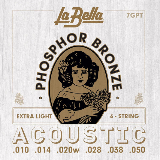 Jeu pour guitare acoustique PHOSPHORE BRONZE, tirant Extra Light (10-14-20-28-38-50)