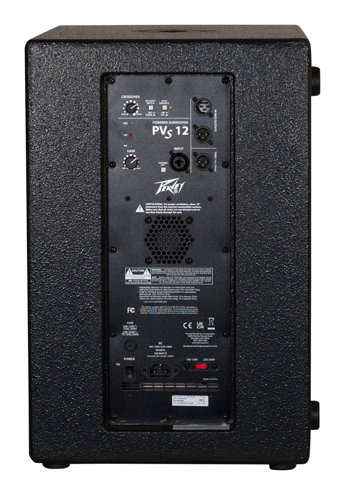 Caisson de basse amplifié 1000W, subwoofer 12", amplificateur analogique, traitement DSP, fonction Bass Enhance, noir