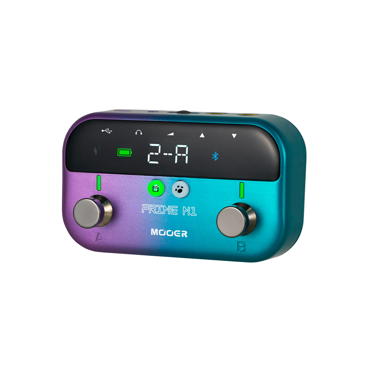 Multi-effets Prime M1, 128 effets, 21 simulations d'ampli, accordeur, boîtes à rythmes, looper, bluetooth, bleu violet pailleté