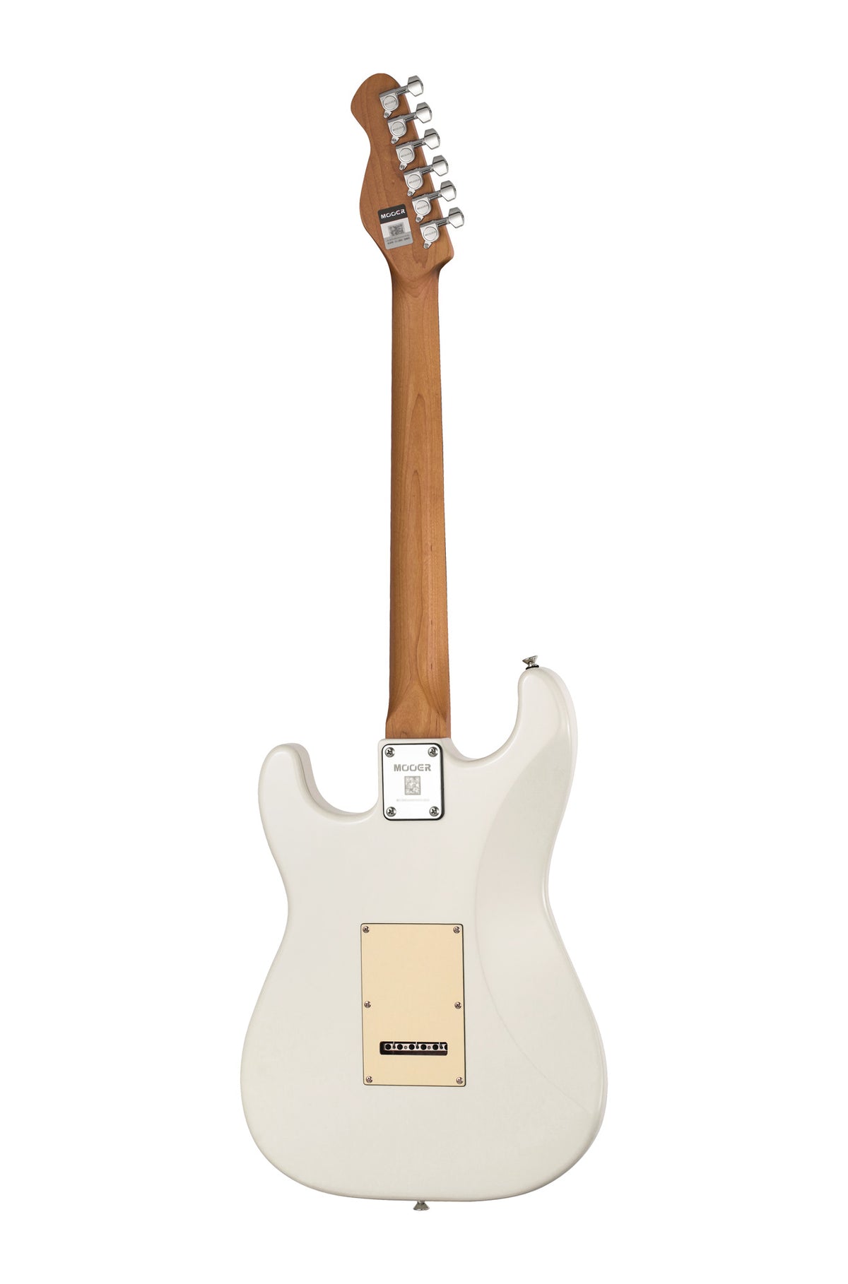 MOOER MSC10PRO, corps peuplier, manche érable torréfié satiné, touche ébène tech, blanc vintage, avec housse