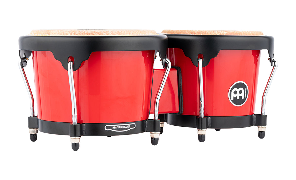 Paire bongos Journey 6" 1/2 & 7" 1/2, fûts ABS, peaux buffle sélectionnées, cercles arrondis, accastillage noir poudré, Rouge