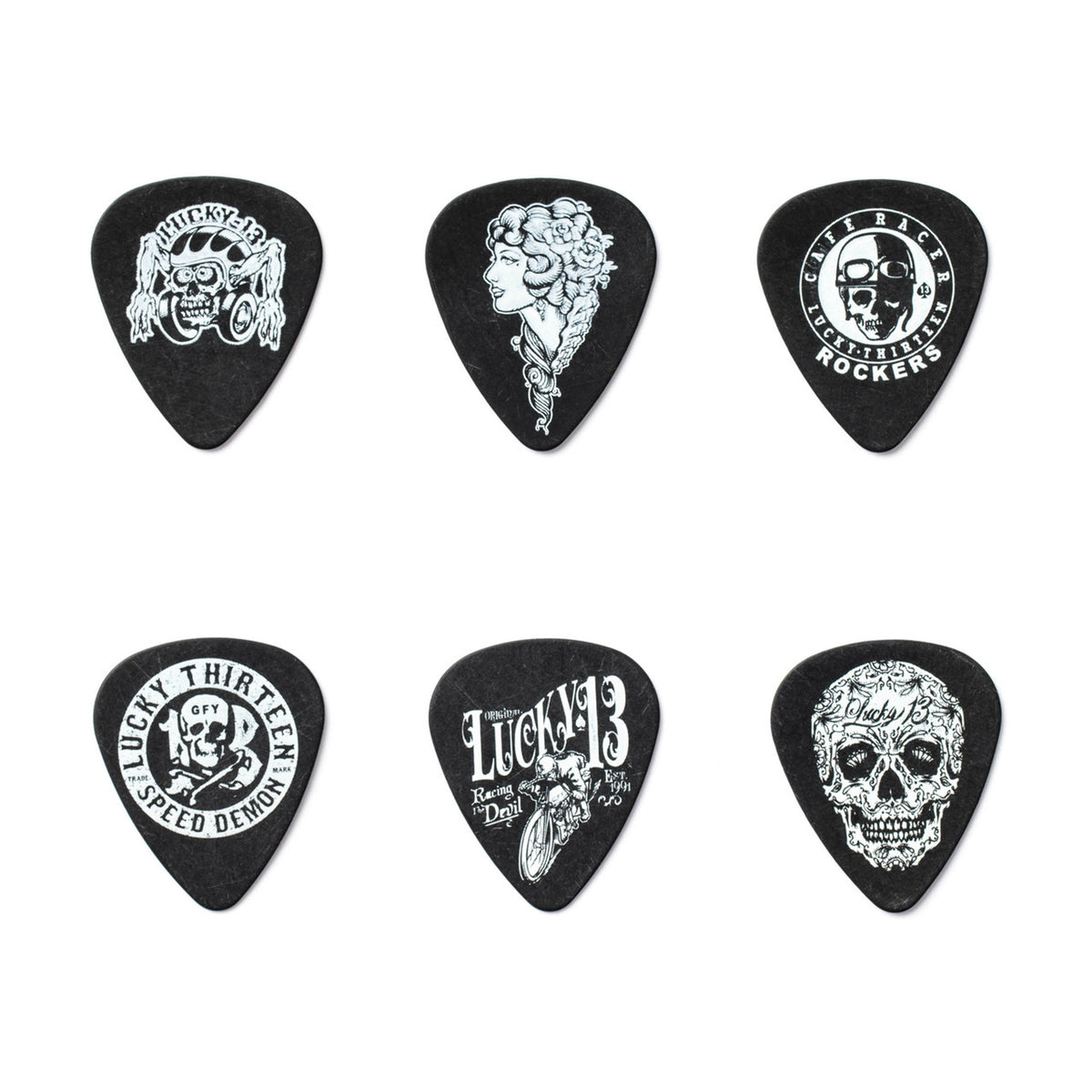 Boite de 6 médiators Lucky 13 0.73 mm
