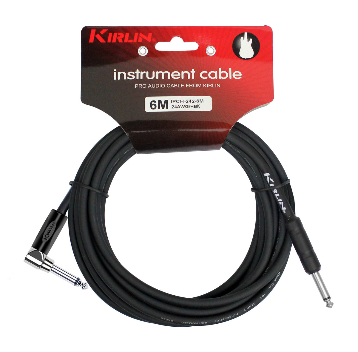 Câble instrument ENTRY Jack/Jack coudé, 6 mètres, noir