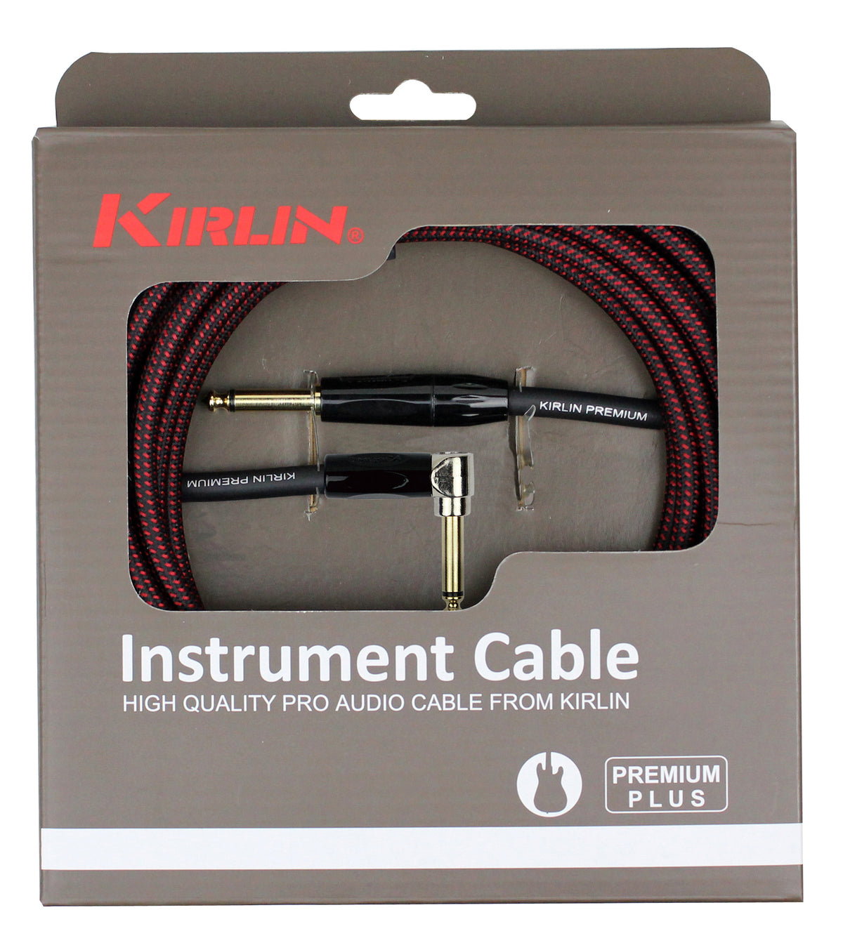 Câble instrument PREMIUM PLUS Jack/Jack coudé, 3 mètres, noir et rouge