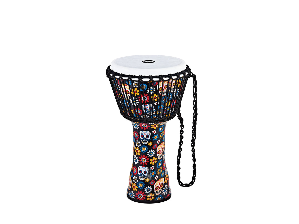 Djembé 10" Travel, fût et peau synthétiques, ultra léger, hauteur 51 cm, cordage nylon HTP 4 mm pré-étiré, Kanga Sarong