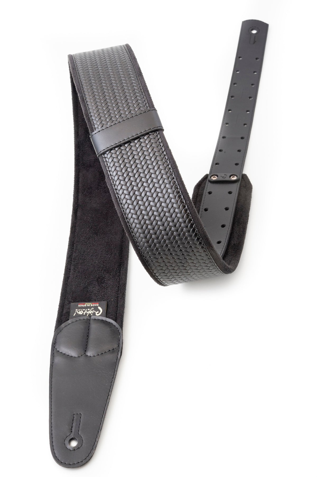 Courroie modèle M-BOND 60, extérieur synthétique, largeur 6 cm, longueur 95 à 150 cm, porte-médiators intégré, noir