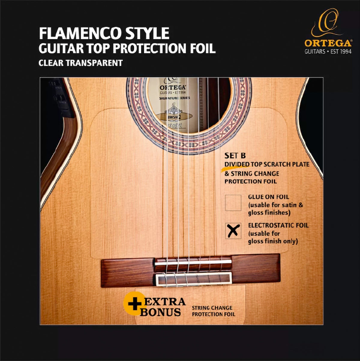 OERP-FLAM2, plaque de protection électrostatique pour la table d'une guitare, réutilisable à l'infini, 2 parties, transparent