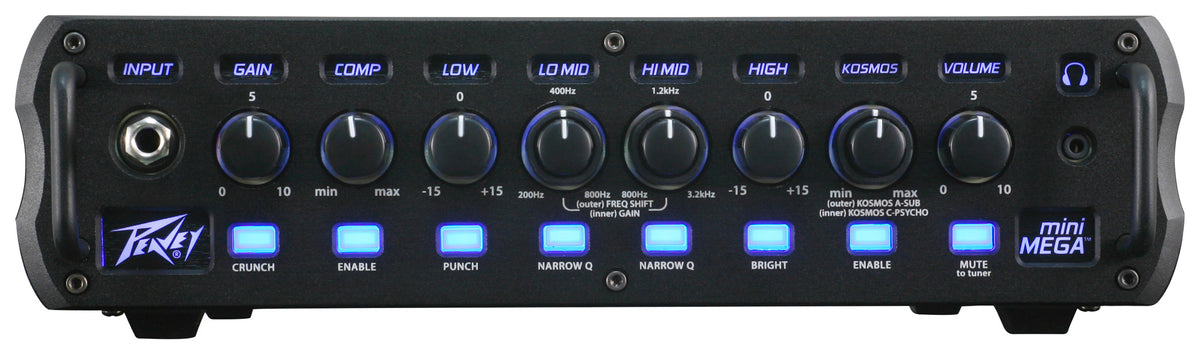 Tête amplifiée basse 1000W, EQ 4 bandes, contrôle de Gain avec fonction"Crunch", Compresseur intégré, sortie DI, finition noir