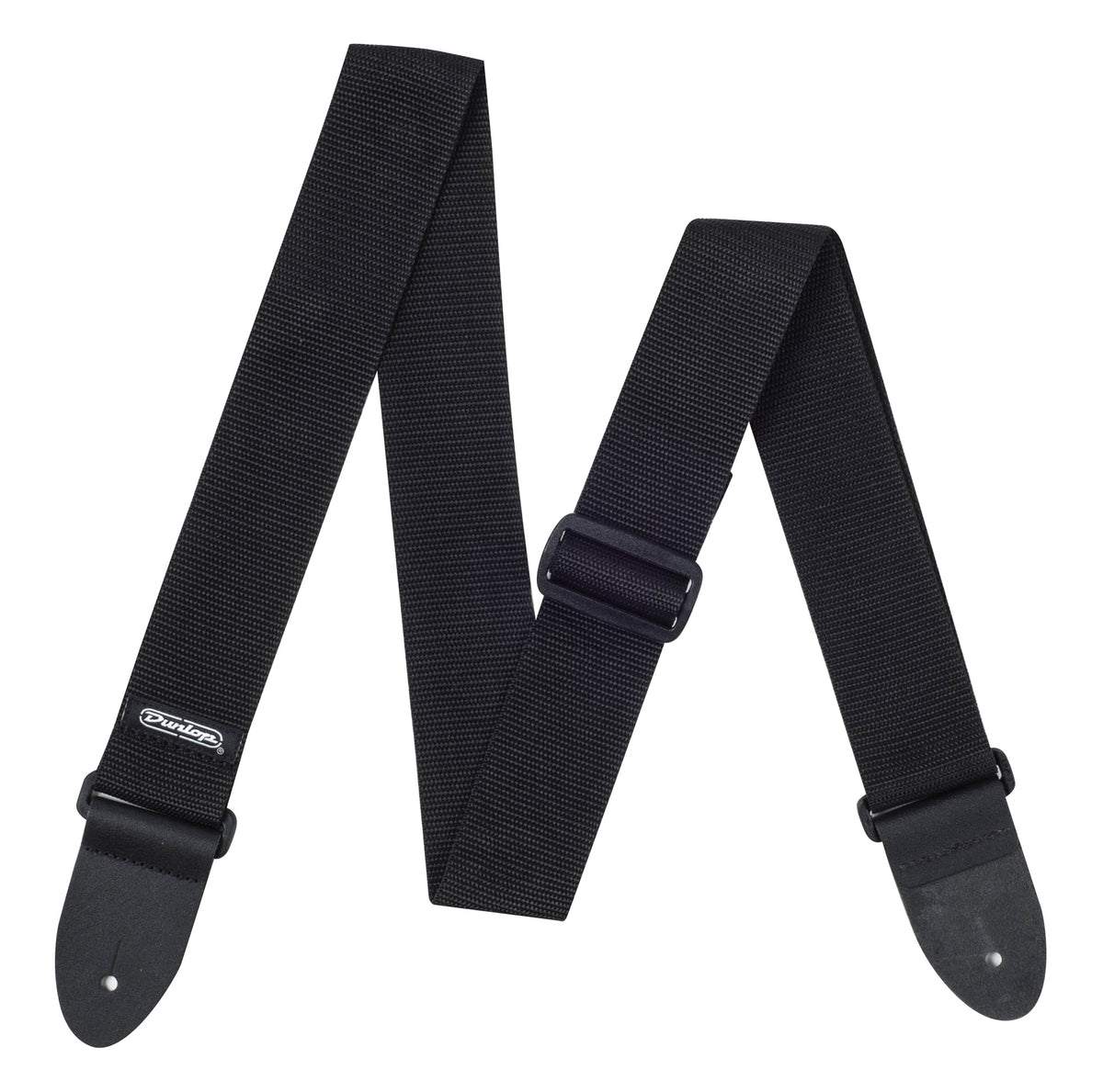 Courroie nylon modèle POLY BLACK, extrémités cuir, largeur 5 cm, noir