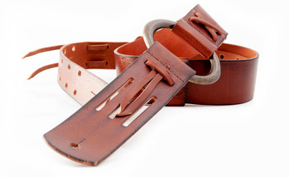 Courroie modèle LEGEND DA, cuir haute qualité, boucle métal, largeur 5 cm, longueur 95 à 145 cm, woody