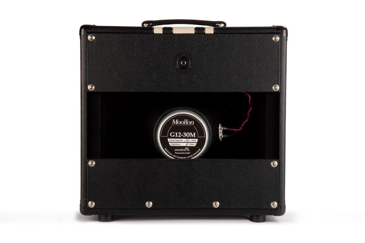 Enceinte guitare, 30W (8 ohms), 1 x 12" Moollon G12-30M, connecteur jack, poids: 14 kg, dimensions: 47 x 50 x 23 cm, noir