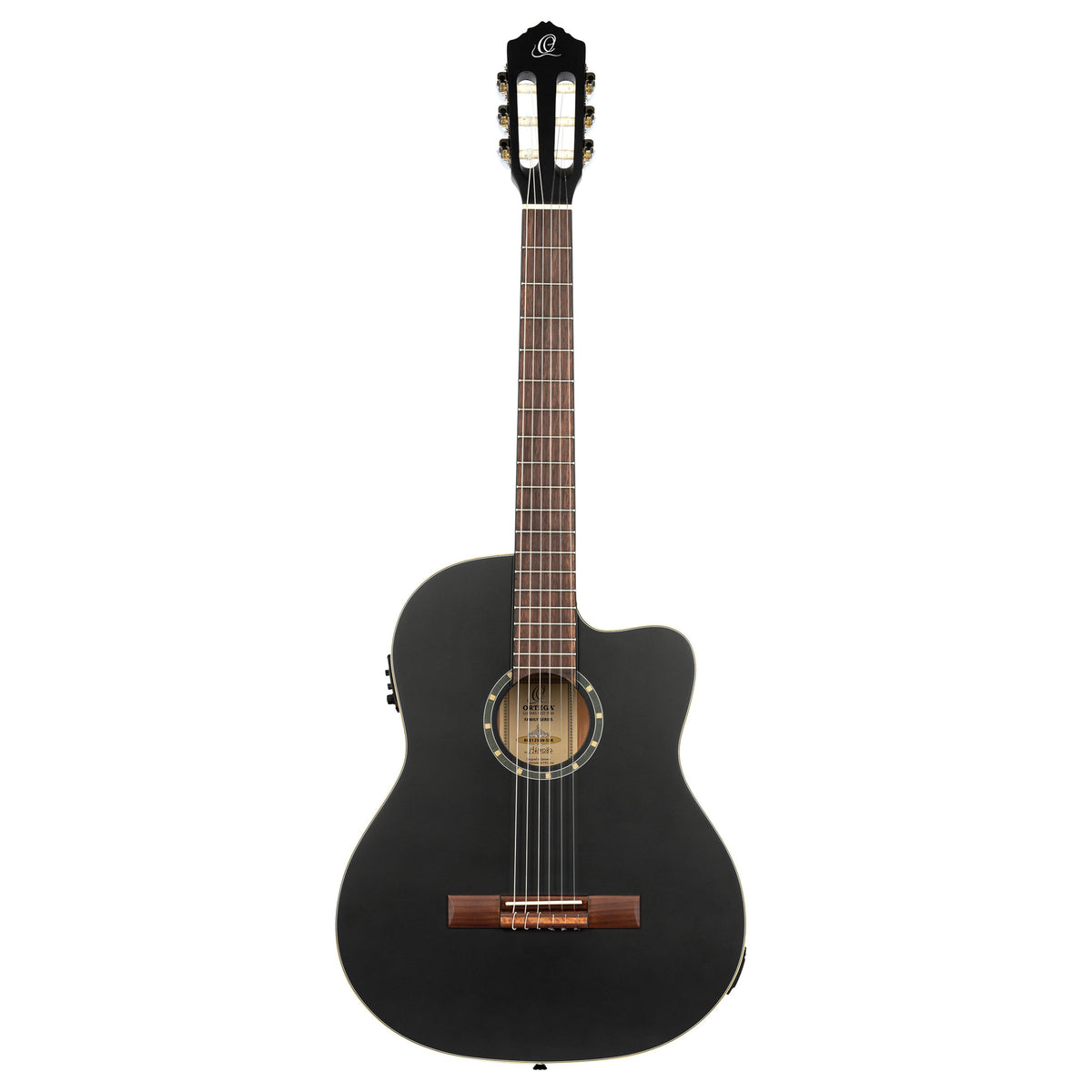 RCE125SN, modèle Slim Neck, pan coupé, EQ MagusPro, table épicéa, fond acajou, manche acajou (sillet 48 mm), housse, noir satiné