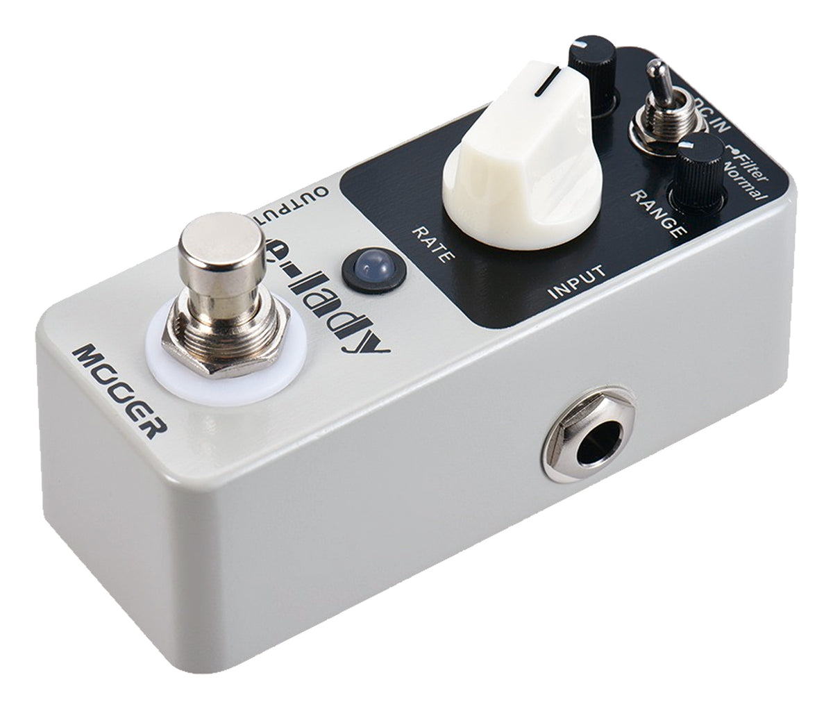 Pédale E-LADY, flanger analogique 2 modes (Normal/Filter), boîtier métal, true bypass, gris