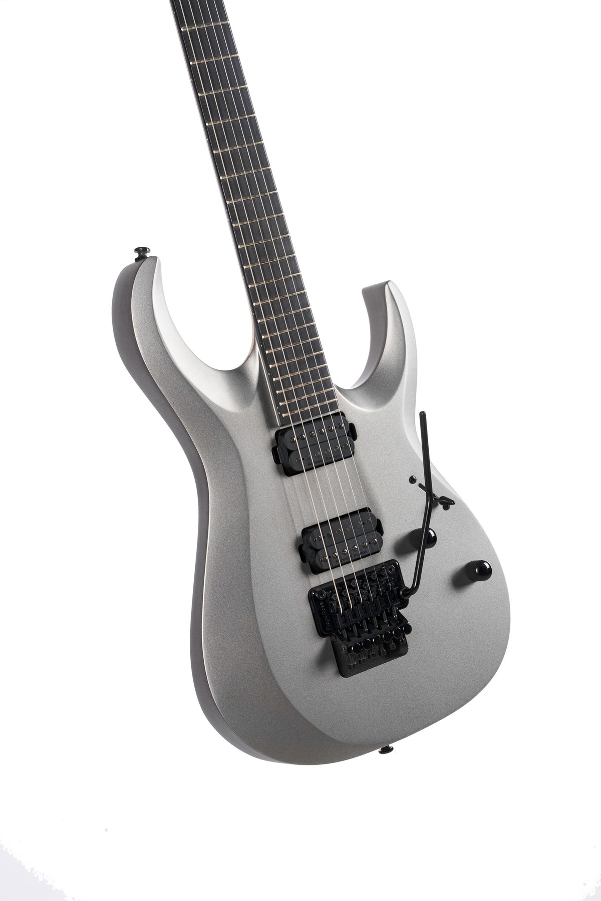 X500 Menace, corps acajou, table érable massif, manche collé 7 pièces, touche ébène, vibrato Floyd Rose, micros Seymour, gris