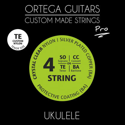 Jeu CUSTOM PRO pour ukulélé ténor, nylon Crystal transparent