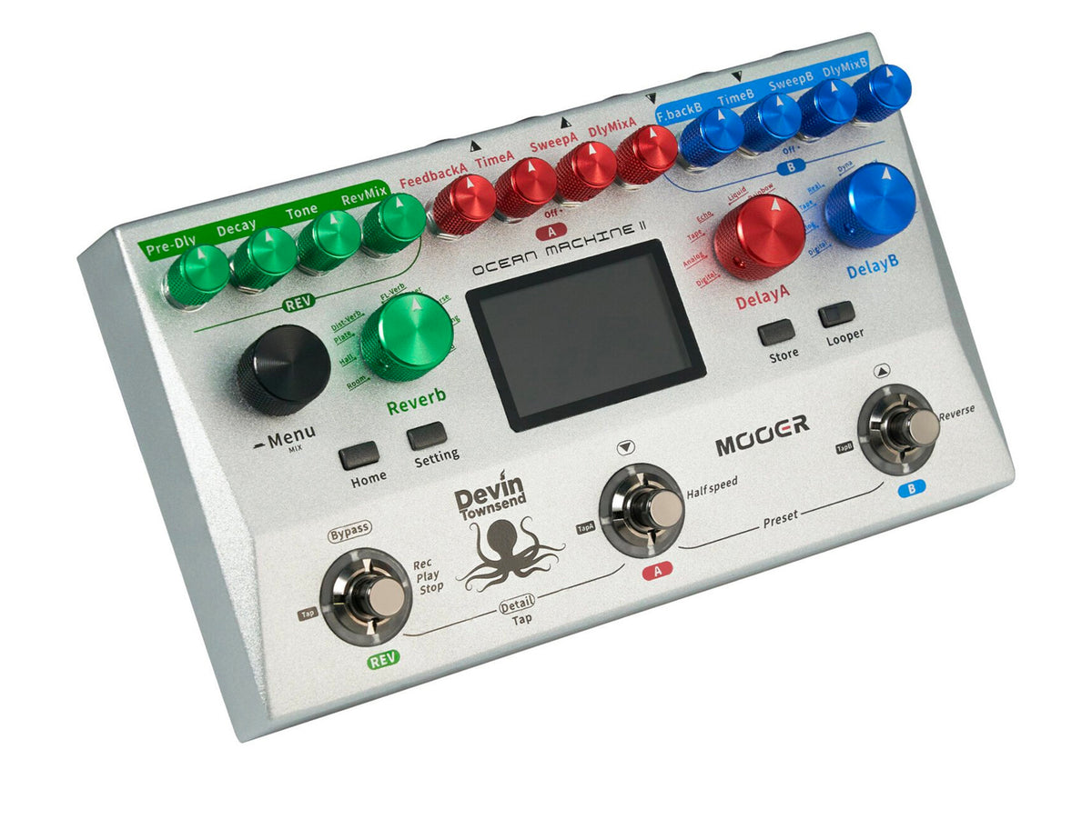 Pédale OCEAN MACHINE II, délai/réverb/looper, modèle Signature Devin Townsend, gris