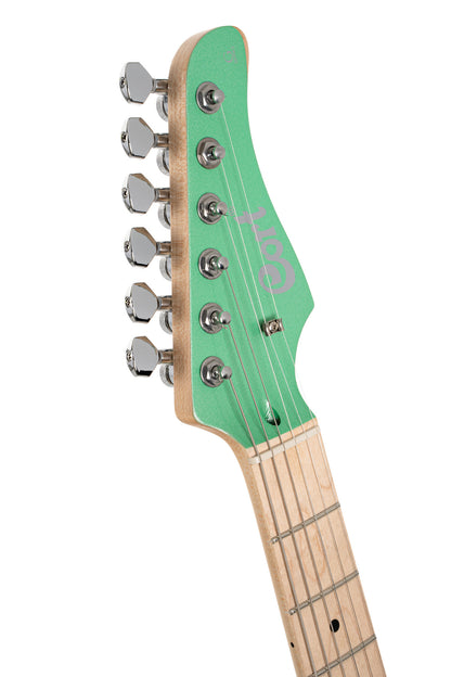 G250 SPECTRUM, corps tilleul, manche érable, touche érable, 2 micros double Cort Alnico V, trémolo, vert métallisé