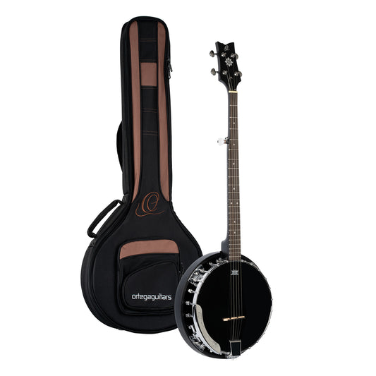 OBJ250, banjo 5 cordes, 24 tirants, cercle acajou, manche acajou, résonateur acajou, housse, noir satiné