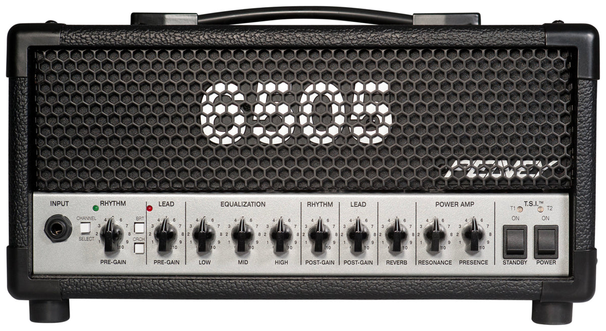 Tête amplifiée à lampes compact 20W, 2 canaux, EQ 3 bandes, Reverb, pédalier inclus, sortie DI, sortie casque, finition noir