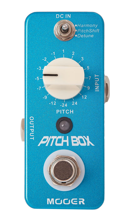 Pédale PITCH BOX, harmonisation 3 modes (Harmony, Pitch Shift, Detune), polyphonique, boîtier métal, true bypass, bleu