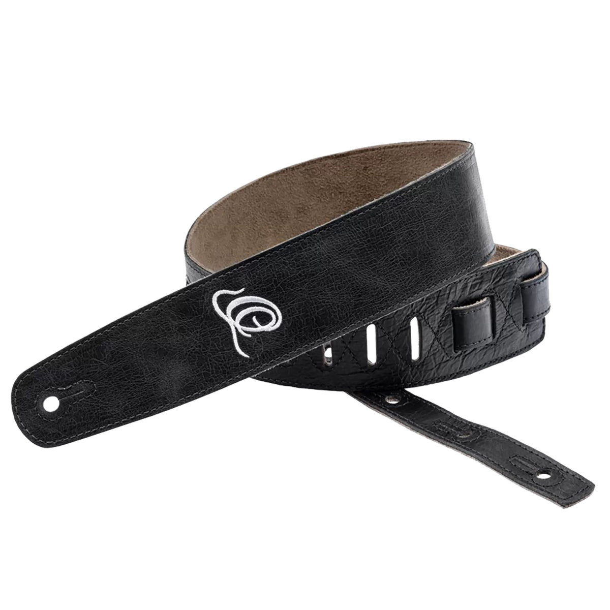 OSSU-10, courroie guitare, série Suede, face et dos cuir suédé, largeur 6 cm, longueur de 92 à 145 cm, ash