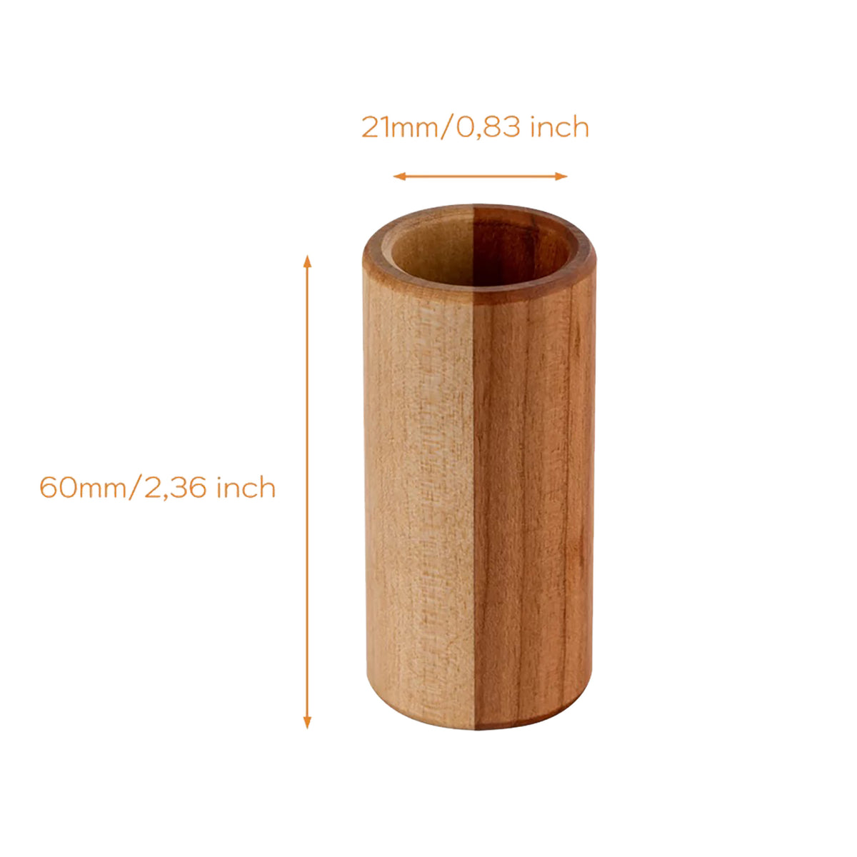 OWS-L, bottle neck bois Ortega, bouleau européen et cerisier européen, épaisseur large, longueur 60 mm, diamètre  21 mm, naturel