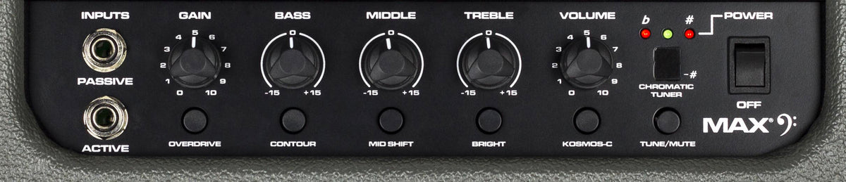 Ampli basse électrique 60W , HP 1x 10" Premium, 1 contrôle de Volume, 1 contrôle de Gain, EQ 3 bandes, finition noir