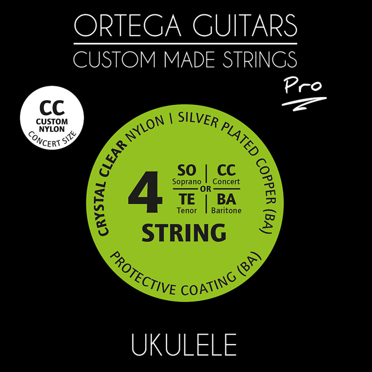Jeu CUSTOM PRO pour ukulélé concert, nylon Crystal transparent