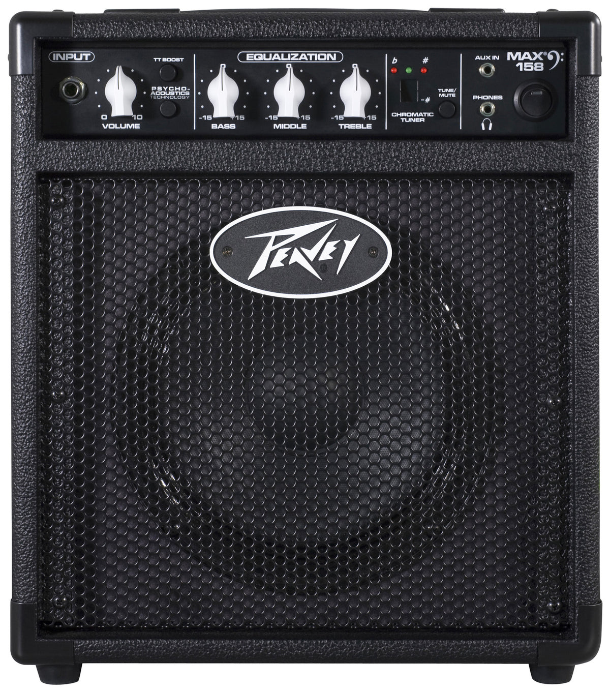Ampli basse électrique 20W, HP 1x 8", EQ 3 bandes, entrée jack, entrée auxiliaire, finition noir