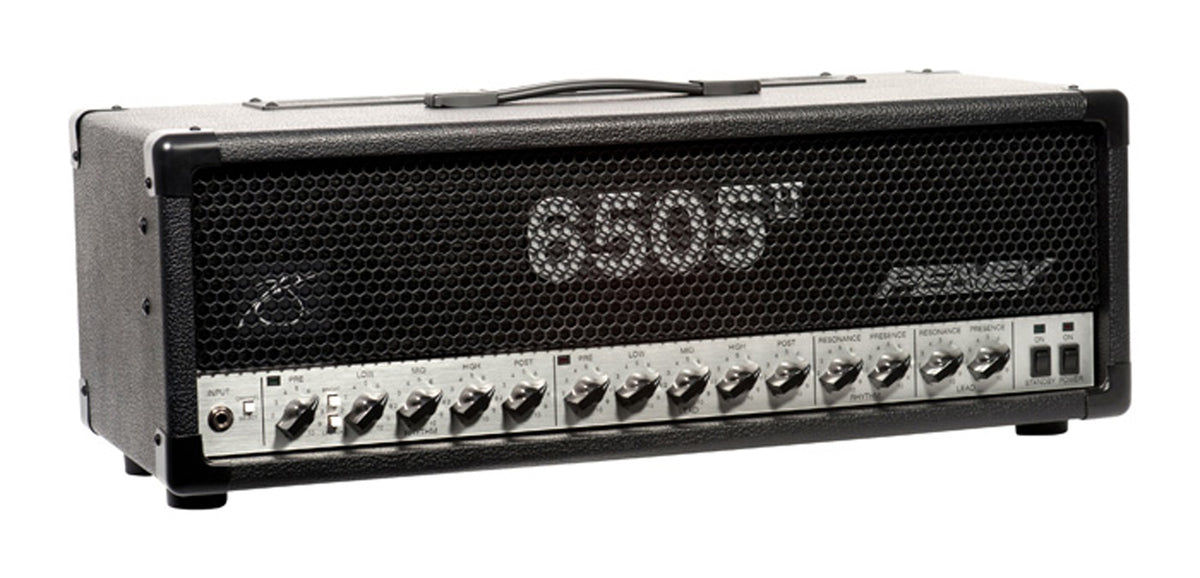 Tête amplifiée à lampes 120W, 2 canaux, EQ 3 bandes, contrôles"Resonance" et"Presence", 2 sorties jack, finition noir